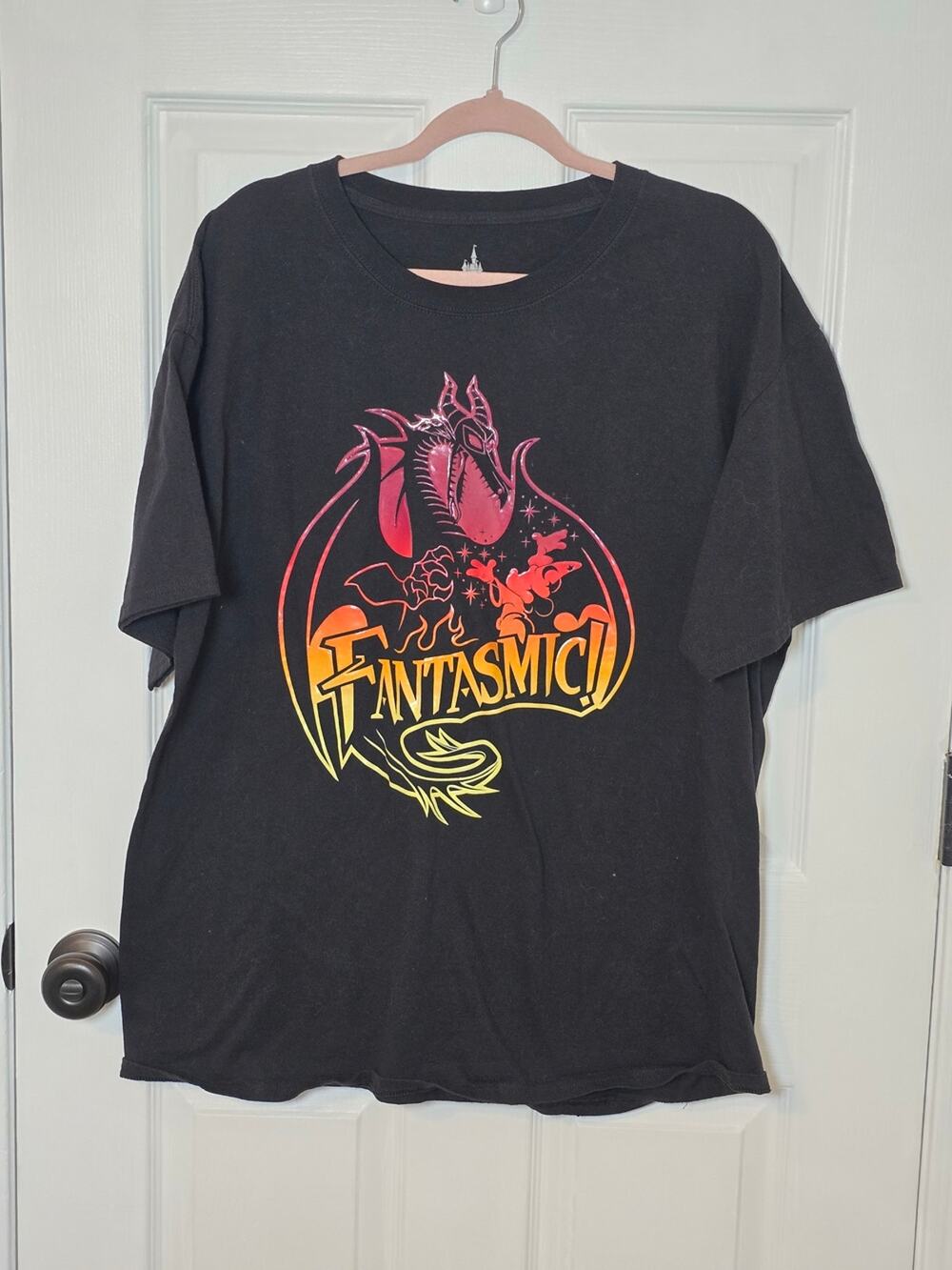 Disney Parks Fantasmic Dragon Graphic T Shirt XL Black Disneyland Puff Print